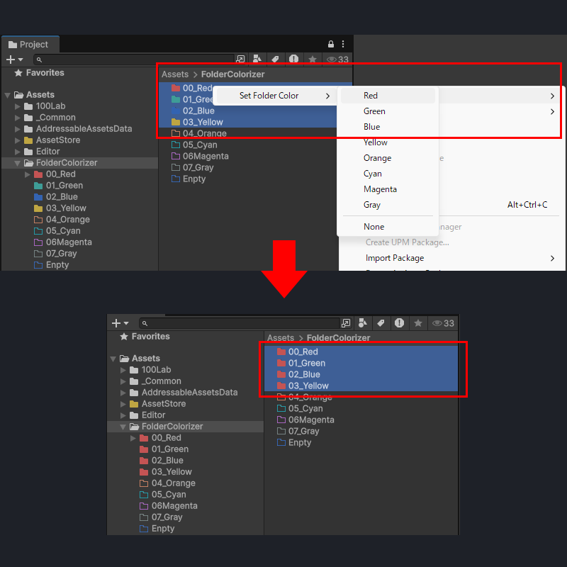 Batch folder color assignment